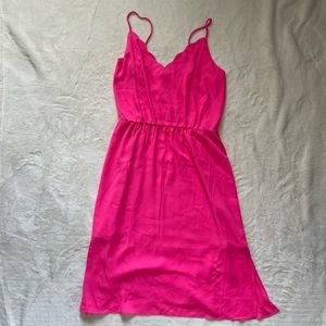 Hot Pink dress with scalloped neck detail